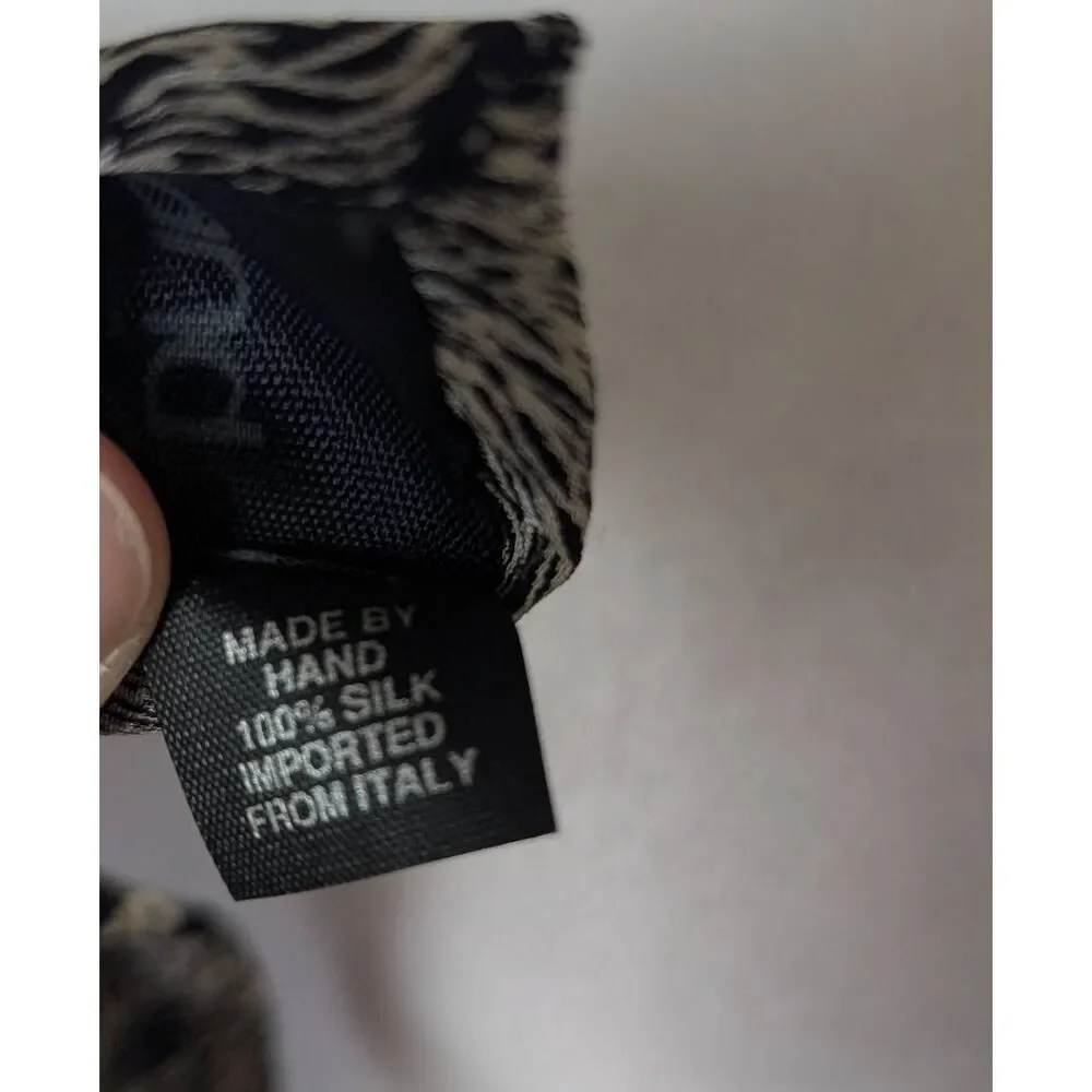 Steven Land Black & off white peacock feather print abstract silk necktie tie